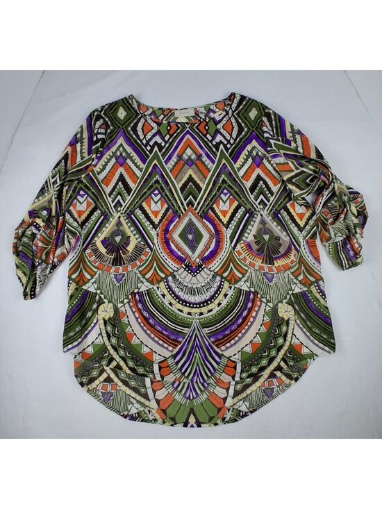 Chico's Tops - Chico's Geometric Print Womens Size L Tunic Top 3/4 Sleeves & Rounded Hemline